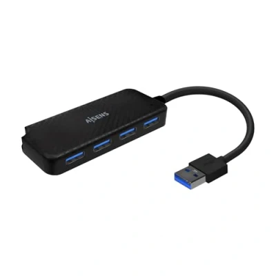 Image de AISENS A106 0713 Hub USB 3.0, Type A/M 4XType A/H, Noir, 15 cm