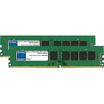 Image de 32Go (2 x 16Go) DDR4 3200MHz PC4 25600 288 PIN ECC DIMM (UDIMM) MÉMOIRE RAM KIT POUR SERVEURS/WORKSTATIONS/CARTES MERES