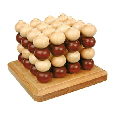 Image de small foot 4462 Morpion en bois 3D, jeu de stratégie à plusieurs niveaux pour deux personnes, partir 5 ans
