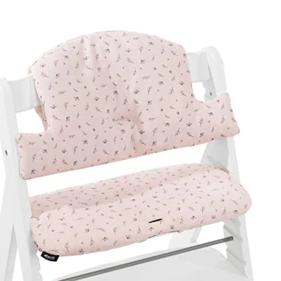 Image de hauck Coussin Chaise Haute Bébé Highchair Pad Select, Compatible avec Chaises Alpha+, Beta+ et Arketa, Antidérapant, Double Rembourrage au Dossier, Facile à Fixer, Jersey Fleurs Rose