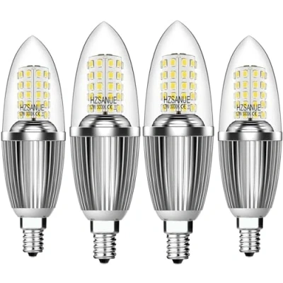 Image de HZSANUE Ampoule LED en Forme de Bougie E14 12W, Équivalent 100W Incandescente, 3000K Blanc Lumière du Chaud, 1350Lm, LED, Petit Edison à Vis, Lot 4