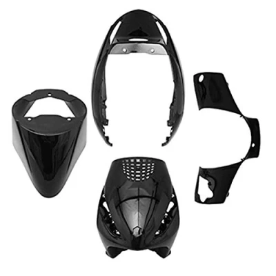 Image de carrosserie carenage scoot compatible avec piaggio 50 zip 2000+ noir brillant (kit 4 pieces) p2r