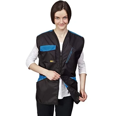 Image de Dingo Gilet pour Les Entraîneurs de Sports, d&#039;Agilité, d&#039;Obéissance, Imperméable, Nombreuses Poches, Fermeture à Glissière Deux Voies, Cordon Serrage la Taille, Bleu Bord, Taille L 16410 2