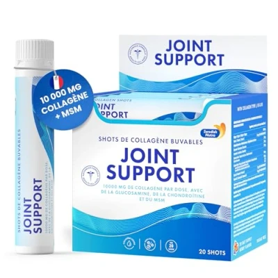 Image de Joint Support shots I Marine Collagen (Type I, II et III) Glucosamine, MSM, Chondroïtine, Curcuma Saveur 100% Naturelle Sans Sucre 20 par boîte