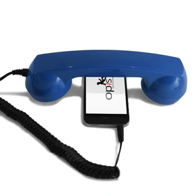 Image de Combiné Téléphone Rétro pour Smartphones Android Bleu Foncé Neuf
