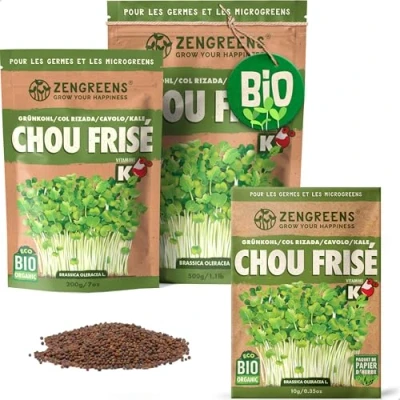 Image de ZenGreens® Graines de chou frisé bio Choisissez entre 10g, 200g et 500g avec un taux germination supérieur à 97% Microgreens