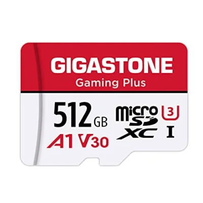 Image de Gigastone Carte Mémoire Micro SDXC 512 Go Gaming Plus Série, Vitesse de Lecture allant jusqu&#039;à 100 Mo/s. Compatible avec Switch Dashcam GoPro Canon Nikon DJI Drone, A1 U3 V30 Adaptateur SD.