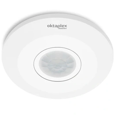 Image de Oktaplex Ina Détecteur de Mouvement intérieur 360 degrés 8m Portée LED adaptée Blanc Montage Apparent 230V avec capteur crépusculaire