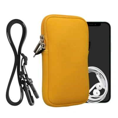 Image de kwmobile Housse de Protection Universelle pour Smartphone XL 6,7/6,8&quot; Pochette téléphone Portable en néoprène avec Collier Ajustable Miel