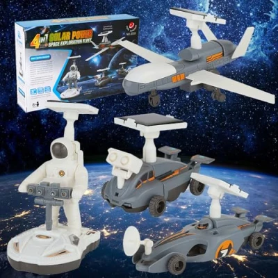 Image de OBEST Robot Solaire Enfant,4 en 1 Experiences Scientifiques Jouet de Construction,Robot à Construire,DIY modèle Puzzle énergie Solaire,Jouets éducatifs, pour 8 14 Ans Garçon Fille