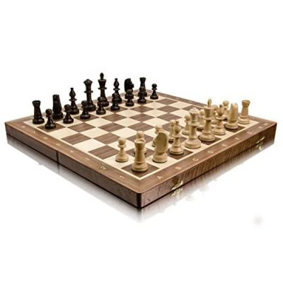 Image de Tournoi Jeu D Echecs en Bois Set NO. 5 Master of Chess D&#039;échec Pliable Board 48cm Portable Fait Main Staunton pour Enfants et Adultes