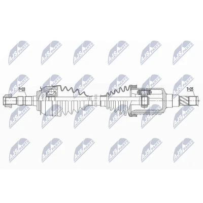Image de NTY NPW DW 031 Arbre de transmission Essieu avant gauche 597 86 CHEVROLET: Cruze Berline, 5 portes