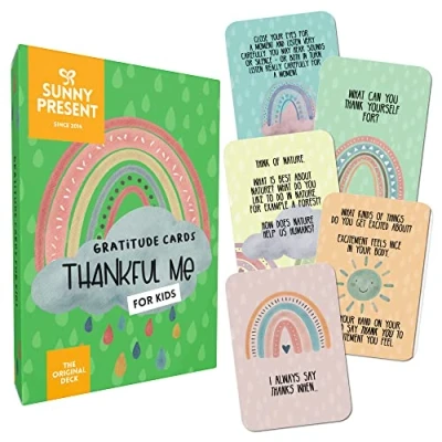 Image de Sunny Present Thankful Me Gratitude Cards for Kids Mindful Play and Conversation Children to Celebrate Life, Inspire Appreciation, Build Resilience an Optimistic Attitude