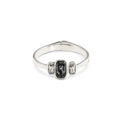 Image de UNOde50 Bracelet plaqué argent avec ressort caché, 2 cristaux Blancs latéraux et 1 gris central