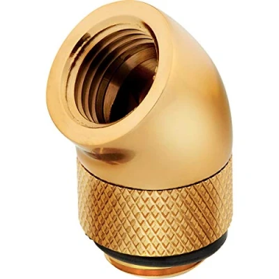 Image de Corsair Hydro X Series Adaptateur Rotatif 45 Degrés, Lot de 2 (Filetages G1/4 BSPP, Durabilité en Laiton Massif, Mécanisme Rotation Sécurisé, Optimisé pour Les Débits Élevés) Or
