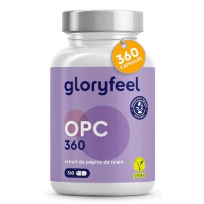 Image de OPC Extrait de Pépins Raisin 1052mg, 360 Capsules Végétaliens, Comprend la Vitamine C, À Partir Raisins Français, Antioxydant Puissant, Complément Alimentaire Naturel, Sans Arômes et Additifs
