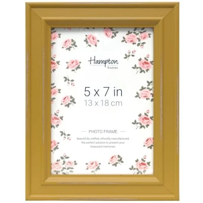 Image de Hampton Frames Paloma PAL301957M Cadre photo en bois vieilli Jaune moutarde 13 x 18 cm