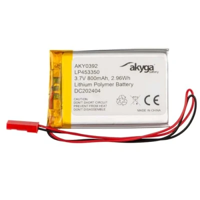 Image de Batterie au Lithium polymère LP453350 3,7 V 800 mAh AKYGA AKY0392 Li Po PCM JST 2 Broches Connecteur 2,54 15 cm