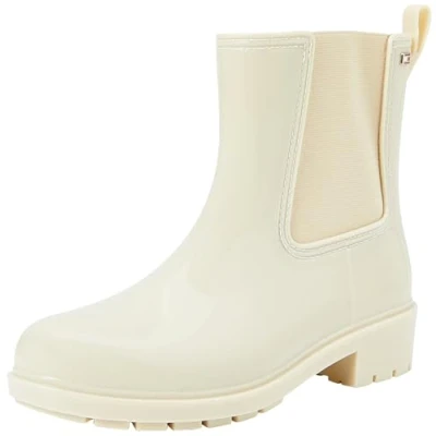 Image de Tommy Hilfiger FLAG Rainboot Bottes en caoutchouc, Femme, Taille: 41, Country ivory Matière synthétique