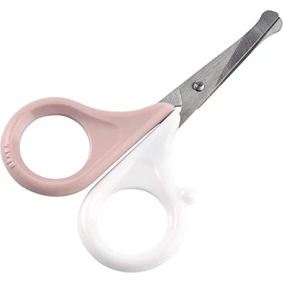 Image de BÉABA, Ciseaux ongles bébé/enfant, Soin des ongles, Avec embout arrondis, Old Pink