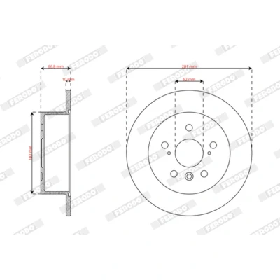 Image de FERODO Disque de frein 281mm 10mm 5 plein revêtu DDF3191C 4243106120 Disques frein,