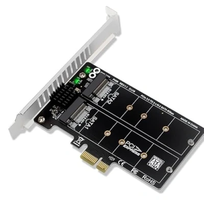 Image de Carte contrôleur RAID double M.2 pour SATA SSD, SSD (clé B) 2280 2260 2242 2230 vers PCI e 3.0 x 4 d&#039;extension hôte, chipset JMB582