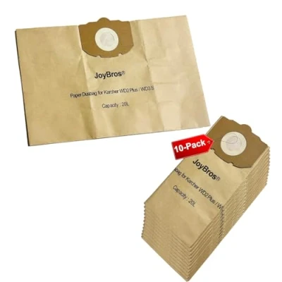 Image de JoyBros Sacs en Papier pour Kärcher KFI 357 wd2 Plus WD3s 2.863 314.0 WD 3 V 17/4/20 kwd KWD1 2 SE 4001 (Lot de 10)