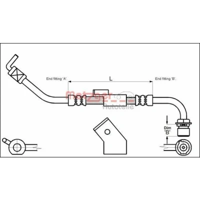 Image de METZGER 4112334 Flexible De Frein 430 F10 x 1 FORD: Transit Mk4 Сamion à Plateau/Сhâssis, Mk3 Van