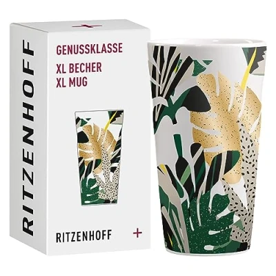 Image de Ritzenhoff 3741004 Tasse à café XL 500 ml Classe de plaisir n 4 en porcelaine avec motif tropique