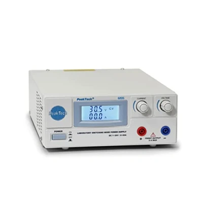 Image de PeakTech 6155 Alimentation Numérique de Laboratoire DC 1 30 V/ 0 20A avec Écran LCD Éclairé, à Découpage Fiable, Protection contre les Surtensions, Sortie : 600 W 214x87x336 mm