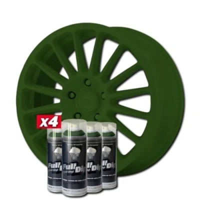 Image de AutoFullCar Pack de jantes vinyle liquide Full DIP 4 sprays 400 ml. Unité Finition mate Convient pour 15 à 18 pouces (vert militaire)