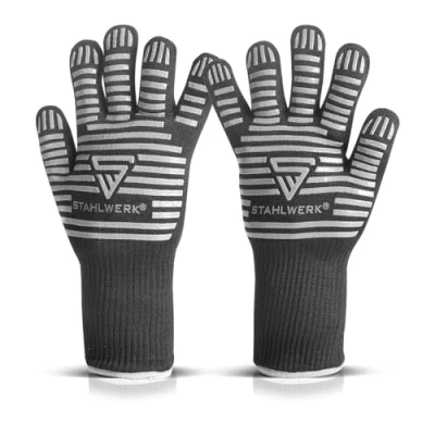 Image de STAHLWERK Gants résistants à la chaleur jusqu&#039;à 800C en 407:2004 de protection thermique au feu thermiques travail tissu ARAMID robuste