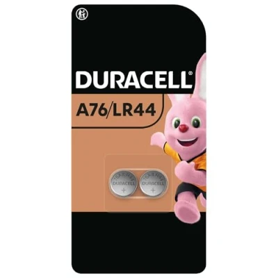 Image de DURACELL LR44 LOT DE 2 PILES BOUTON ALCALINES 1.5 V. SPECIALISTE ELECTRONIQUE. 76 A/A76/V13GA CONEUES POUR L UTILISATION DANS DES JOUETS. CALCULATRICES ET APPAREILS MESURE.