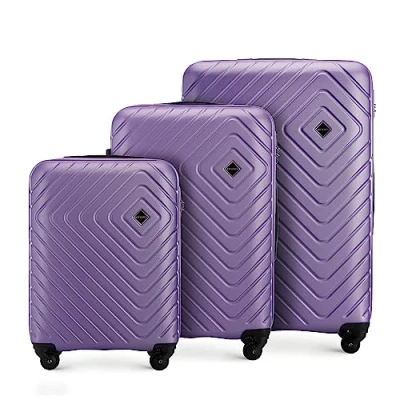Image de WITTCHEN Cube Line Ensemble de 3 Valises Tailles (S+M+L) en ABS Simple Gaufrage Géométrique 4 roulettes d&#039;une Poignée Extractible Serrure à Combinaison Violet