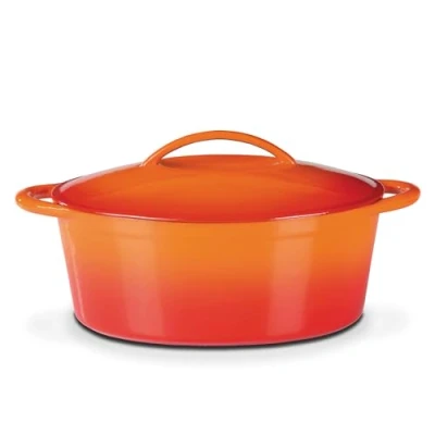 Image de GSW cocotte en fonte de haute qualité avec couvercle, idéale pour mijoter, étuver et rôtir, également induction four Orange / Rouge, Fonte, 7 litres