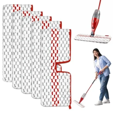 Image de 5 Pièces Recharges pour Balai Vileda 1 2 Spray Max, Serpillères Microfibres en Lavables et Réutilisables, Compatibles avec Vileda, Convient à Tous Types de Sols