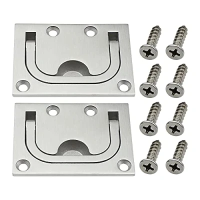 Image de be in your mind 2pcs Anneau de Bateau Trappe Tirer Affleurant Poignée Levée Encastrée 304 en Acier Inoxydable avec Vis Fixation pour Armoire Aasier Marine Yacht