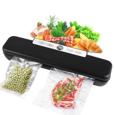 Image de Machine à emballer sous vide et vide, les aliments restent frais jusqu&#039;à 8 fois plus longtemps, soudure stable, avec 10 sacs en film professionnels blancs