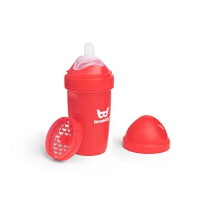 Image de Herobility Double Anti Colic Baby Bottle Award Winning Hero Bottles Soft Breast Like Teat, Easy Mixing Lid &amp; Net Safe Environment Friendly Materials 240ml/8.5 fl oz Red