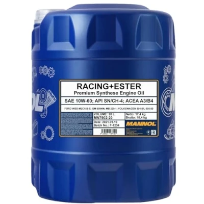 Image de Mannol Racing+Ester 10W 60 20I Huile moteur MN7902 20 AUDI: A4 B7 Avant, B6 A3 3/5 portes, MERCEDES BENZ: Classe C Berline, S Berline