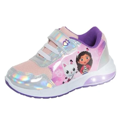 Image de Gabby&#039;s Dollhouse Baskets lumineuses pour filles Chaussures de sport faciles à fixer avec lumières LED clignotantes, multicolore, 27 EU
