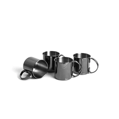 Image de ECHTWERK Lot de 2 verres en cuivre incassables acier inoxydable Idéal pour le gin, la vodka, bière et les boissons froides Coffret cadeau Édition noire 480 ml