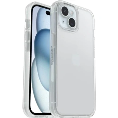 Image de OtterBox Symmetry Clear Coque pour iPhone 15 / 14 13, anti chute, protection fine, supporte 3 x plus de chutes que la norme militaire, Transparent, Livré Sans Emballage