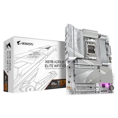Image de GIGABYTE Carte mère X870 A Elite WIFI7 Ice Prend en Charge Les processeurs AMD Ryzen 9000, VRM numérique 16+2+2 Phases, jusqu&#039;à 8000MHz DDR5 (OC), 3xPCIe 5.0, Wi FI 7, LAN 2.5GbE, USB 4