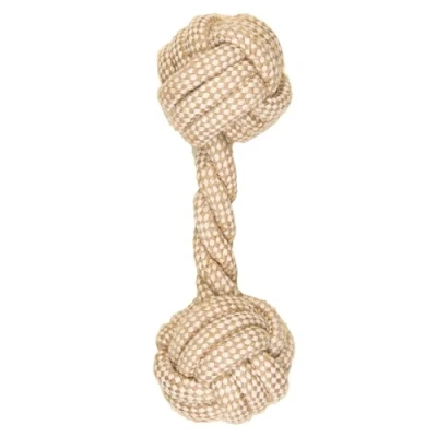 Image de Jouet Chien Corde Coton Chanvre Naturel, à Macher, interactif pour Chiots Haltère 24cm