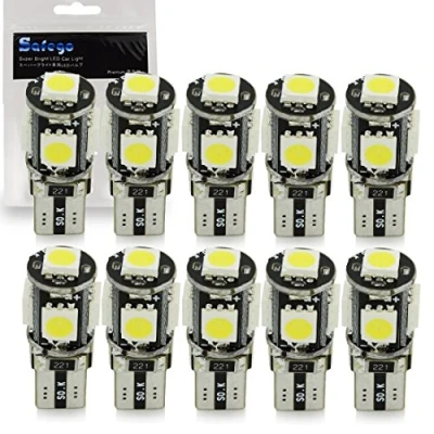 Image de Safego T10 LED Ampoules de voiture lampe 194 168 2825 W5W 5 SMD 5050 WEDGE BULBES BLANC Blanche Bulbe remplacement pour caravane Arrière Inverser Frein Turn Indicateur CC 12V