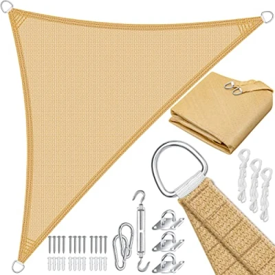 Image de KESSER® Voile d&#039;ombrage, Protection Solaire, Coupe Vent, Tissu PEHD, imperméable et Coutures transversales, Robuste Stable, pour Jardin, Balcon, 2.5x2.5x3.5m, Sable