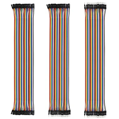 Image de AlmoCN Lot de 120 câbles raccordement pour platine d&#039;expérimentation Multicolore 30 cm 40 broches mâle vers femelle, mâle, femelle Arduino