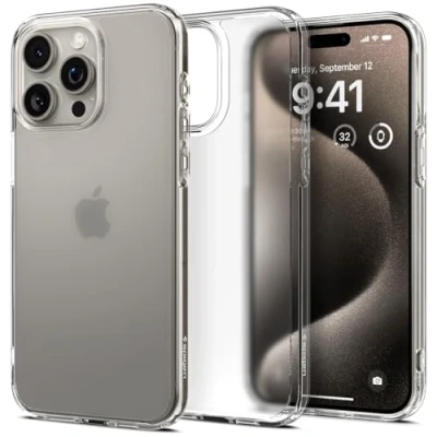 Image de Spigen Coque [Translucide et Anti Empreinte] en Dos PC Bumper TPU Ultra Hybrid Frost pour iPhone 15 Pro Max Clair