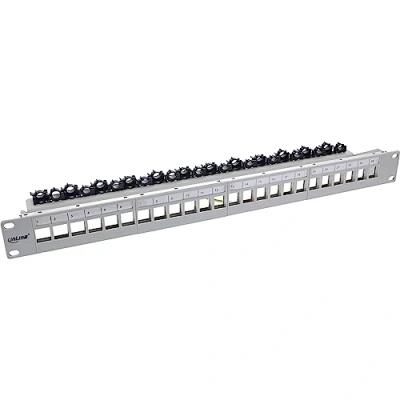 Image de InLine® Keystone RAL7035 Panneau de Brassage à 24 Compartiments, 19&quot;, 1U, Gris Clair